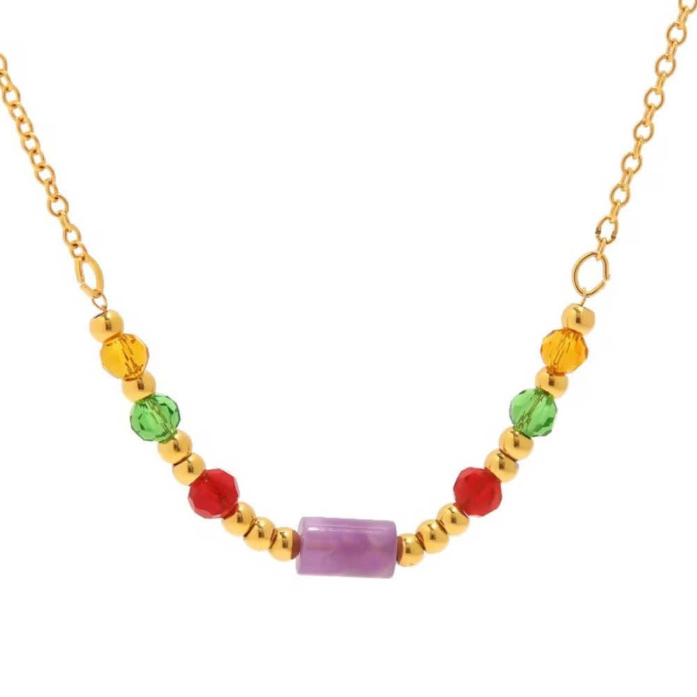 New! 18k Gold Plated Stainless Steel Colorful Stones Choker Necklace (NWOT)